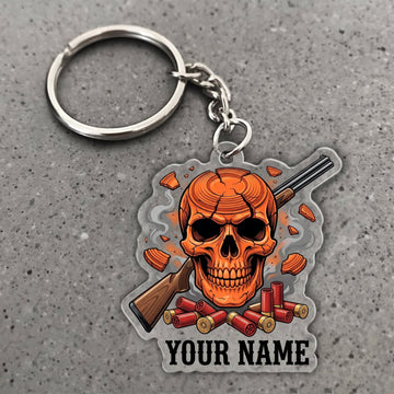 Maxcorners Clay Shooting Skull Shotgun And Clay Targets Customized Name 3D Keychain And Ornament
