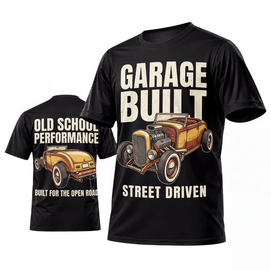 Maxcorners Personalized Car Classic Muscle Car 3D T-Shirt – Black Garage Built Vintage Silver Hot Rod