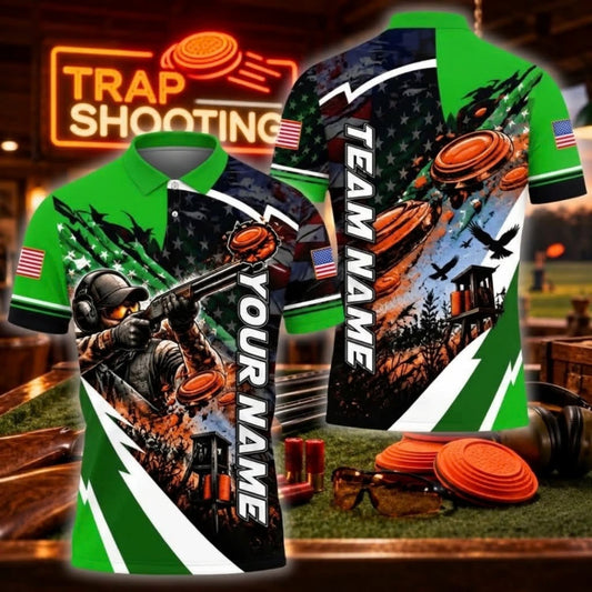 ( 6 Colors ) Maxcorners Trap Clay Shooting Skull Marksman & Flying Clay Targets Multicolor Customized Name, Team Name 3D Shirts