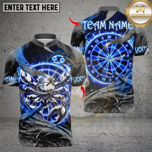 Maxcorners Cancer Zodiac Dart Design Multicolor Customized Name, Team Name 3D Shirts