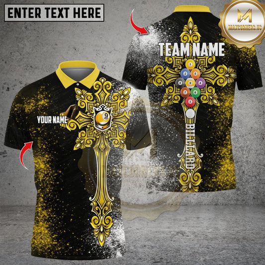 Maxcorners Billiard Ball 9 Cross Design Multicolor Customized Name, Team Name 3D Shirts