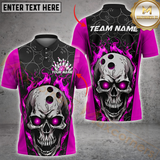 Maxcorners Bowling Flaming Phantom Multicolor Option Customized Name, Team Name 3D Polo Shirt