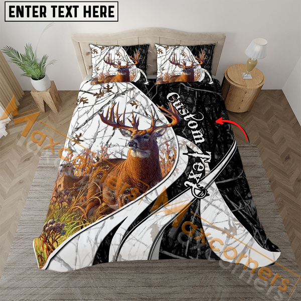 Maxcorners Custom Text Premium Deer Hunting Mutilcolor Option Bedding Set 3D All Over Printed