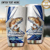 Maxcorners Fishing Tumbler White Blue Hexagon Stripe Design Personalized Name Tumbler (13 Species)