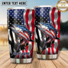 Maxcorners Fishing Tumbler Waving American Flag Action Design Personalized Name Tumbler (13 Species)