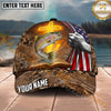 Maxcorners Fishing Patriotic Camo Flag Cross Personalized Name 3D Cap (12 Fish Species)