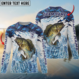 Maxcorners Crappie Fishing Blue Clear Camo Sport Personalized Name, Team Name 3D Long Sleeve Shirt