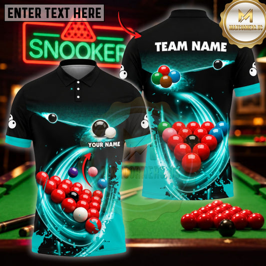 Maxcorners Pool Player Gear Luminous Vapor Illusion Multicolor Customized Name 3D Shirt