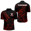 Maxcorners Men’s Custom Darts Shirt With Maroon Dragons And Black Geometric Pattern LM2404