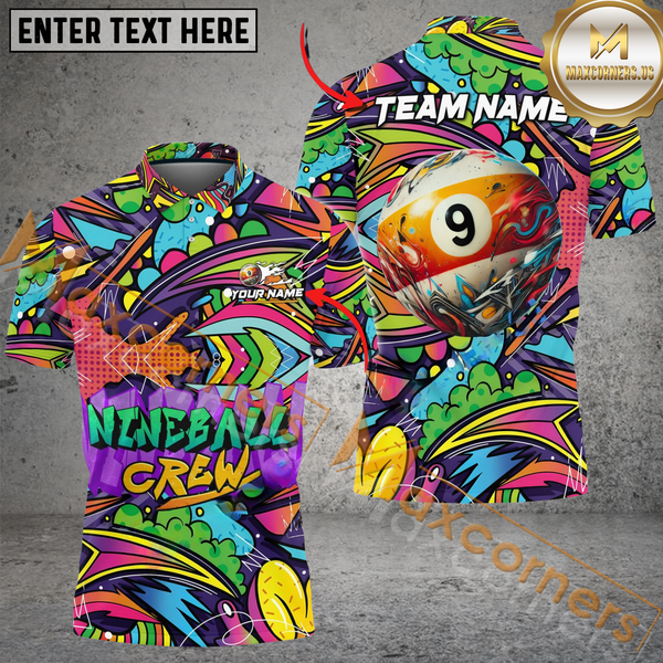 Maxcorners Ball 8 & Ball 9 Graffiti Billiard Jersey Customized Name, Team Name 3D Shirt