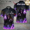 Maxcorners Flaming Skull Reaper Golf Polo Shirt Customized Name, Team Name 3D Shirts (4 Colors)