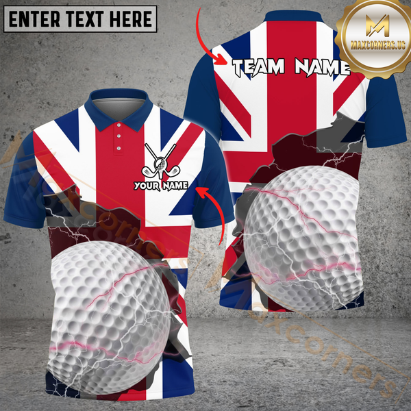 Maxcorners Golf UK Flag Personalized Name 3D Unisex Shirt