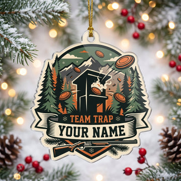 Maxcorners Clay Shooting Team Trap Forest Shotgun And Clay Targets Customized Name 3D Keychain And Ornament