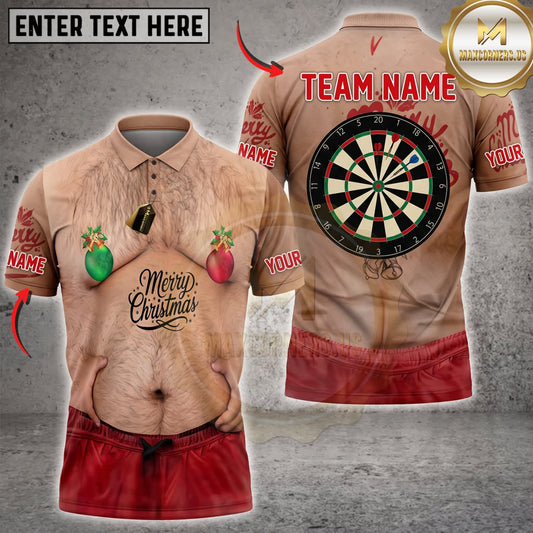 Maxcorners Darts Funny Tattooed Dad Bod Black Dartboard Personalized Name 3D Unisex Shirt