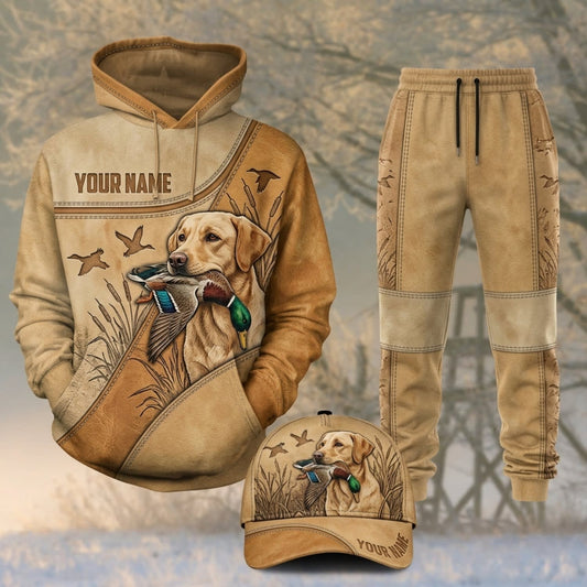 Maxcorners Duck Hunting Golden Retriever Vintage Beige Personalized 3D Shirts