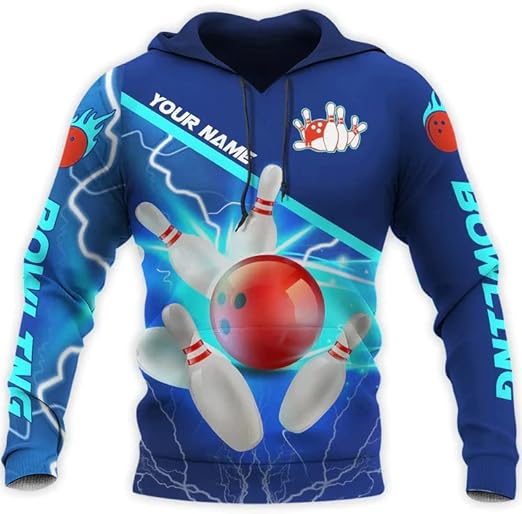 Maxcorners Bowling Fire Lightning 3D Custom Name Shirt