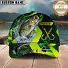 Maxcorners Fishing Green Neon Hook Splash Multiple Options Personalized Name 3D Cap (12 Fish Species)