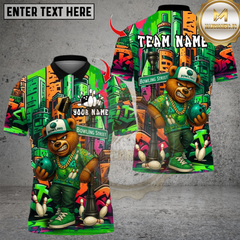 Maxcorners HipHop Bear Street Graffiti Bowling Multicolor Customized Name, Team Name 3D Shirt