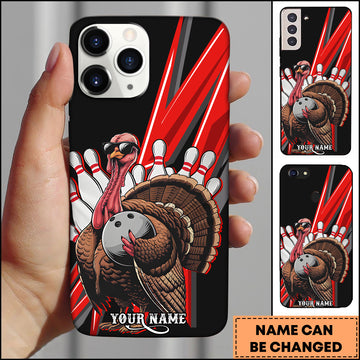 Maxcorners Bowling Cool Turkey with Sunglasses Personalized Name 3D Phone Case