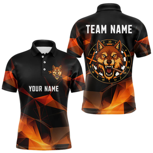 Maxcorners Orange Abstract Pattern Custom Wolf Dartboard Dart Shirt For Men, Dart Jerseys LM154