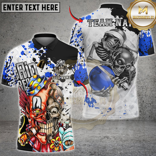 Maxcorners Skull Bowling Strike Horror Style Multicolor Customized Name, Team Name 3D Shirts