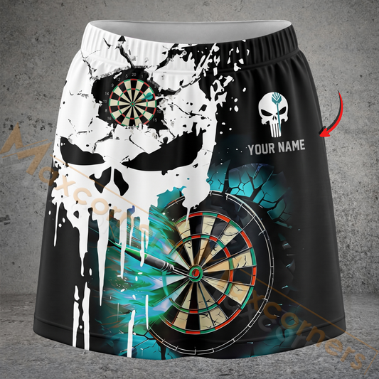 Maxcorners Darts Skull Splatter Dartboard Personalized 3D Skirts With Shorts