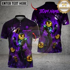 Maxcorners Billiards Ball 8 Halloween Pumpkin Head Haunt Night Personalized Name, Team Name Unisex Shirt (4 Colors)