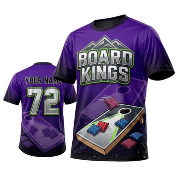 Maxcorners Cornhole Board Kings Purple Board Personalized Name 3D Unisex Shirt