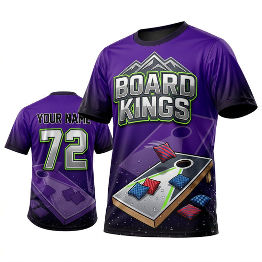 Maxcorners Cornhole Board Kings Purple Board Personalized Name 3D Unisex Shirt