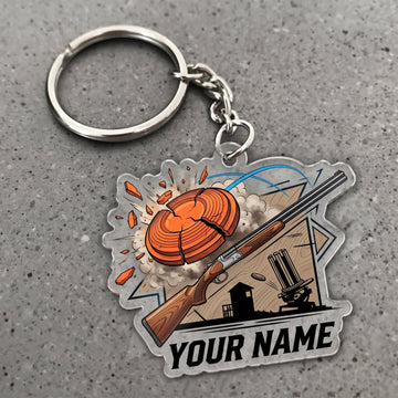 Maxcorners Clay Shooting Shotgun Breaking Clay Target Customized Name 3D Keychain And Ornament
