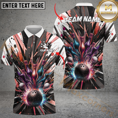 Maxcorners Bowling Magic Bottle Personalized Name Men And Women 3D Polo Shirt Custom Bowling Team Jersey (4 Colors)