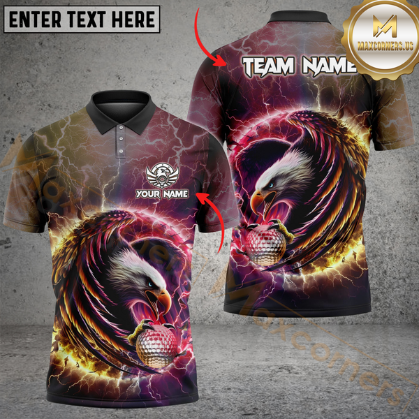 Maxcorners Golf Premium Eagle Multicolor Customized Name, Team Name 3D Shirts