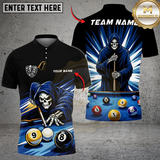 Maxcorners Billiards 8 Ball 9 Ball Reaper Cue Master Customized Name, Team Name 3D Shirt (6 Colors)
