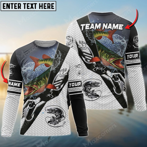 Maxcorners Pike Fishing Target Locked Personalized Name, Team Name 3D Long Sleeve Shirt