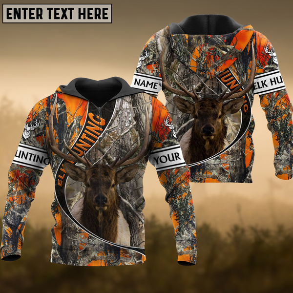 Maxcorners The Premium Elk Hunting Camouflage Pattern Custom Name Shirt 3D All Over Printed Clothes