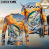 Maxcorners Fishing Ocean Sunset Wave Custom Name & Team Name 3D Shirts