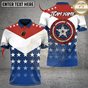 Maxcorners Patriotic American Star Darts Customized Name, Team Name 3D Shirt