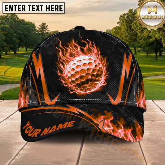 Maxcorners Golf Flaming Golf Ball Lightning Pattern Personalized Name 3D Classic Cap