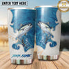 Maxcorners Fishing Tumbler White Blue Ornamental Ocean Design Personalized Name Tumbler (13 Species)