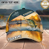 Maxcorners Fishing Sunset Lake Angler Personalized Name 3D Cap (12 Fish Species)
