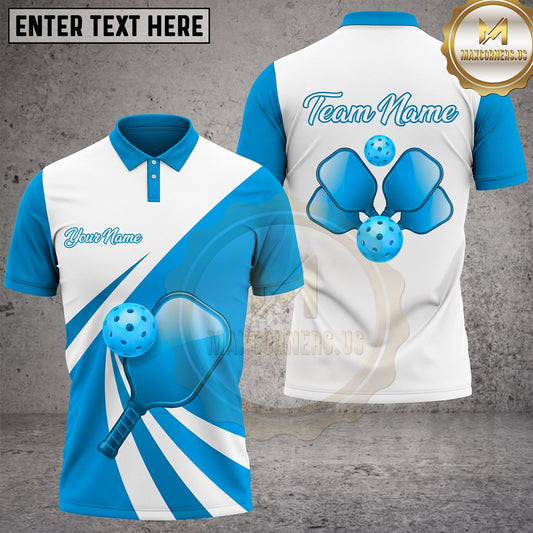 Maxcorners Pickleball Polo Minimal Paddle Ball Wave Multiple Options Personalized Name, Team Name 3D Shirt
