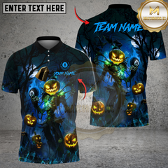 Maxcorners Billiards Ball 8 Halloween Pumpkin Head Haunt Night Personalized Name, Team Name Unisex Shirt (4 Colors)