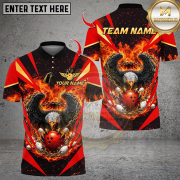 Maxcorners Bowling Flaming Eagle Multicolor Customized Name, Team Name 3D Shirt