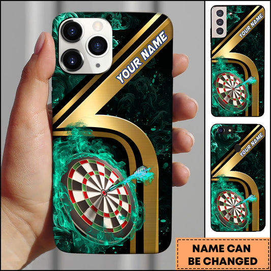 Maxcorners Golden Number Stripe Emerald Smoke Dartboard Personalized Name 3D Phone Case