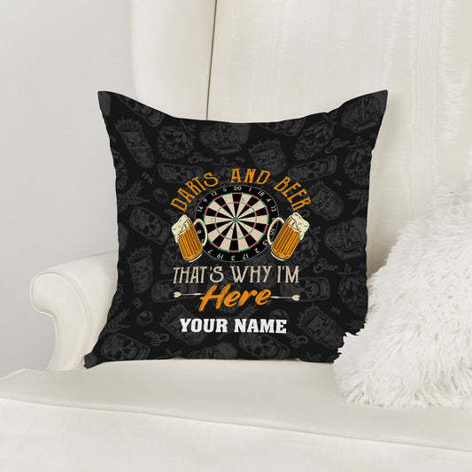 Maxcorners Darts And Beer Vintage Quote Customized Name 3D Pillow