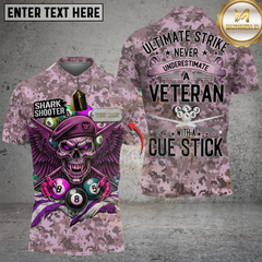 Maxcorners Billiard Ultimate Strike – Veteran Shark Shooter Camo Multicolor Customized Name, Team Name 3D Shirt