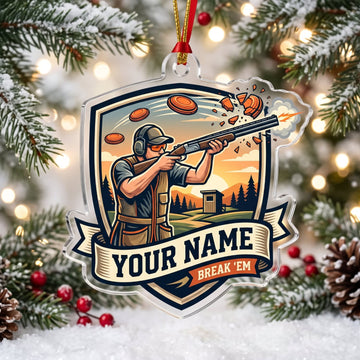 Maxcorners Clay Shooting Shooter Breaking Clay Targets Customized Name 3D Keychain And Ornament