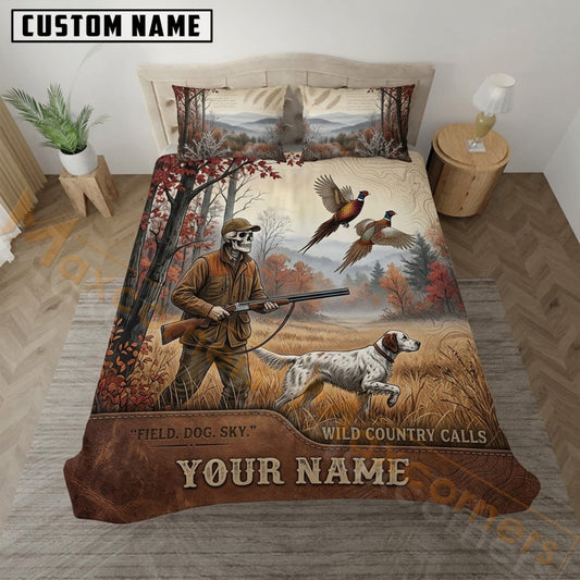 Maxcorners Upland Bird Hunting Rustic Vintage Hunter Bedding Set 3D Print Custom Name