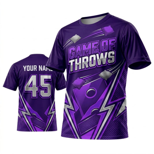 Maxcorners Cornhole Game Of Throws Purple Lightning Personalized Name 3D Unisex Shirt