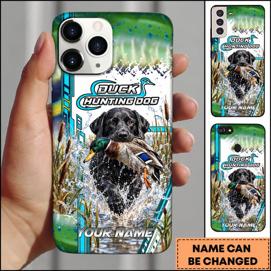 Maxcorners Duck Hunting German Shorthaired Pointer Teal Graphic Marsh Splash Personalized Name 3D Phone Case - Black Labrador Retriever